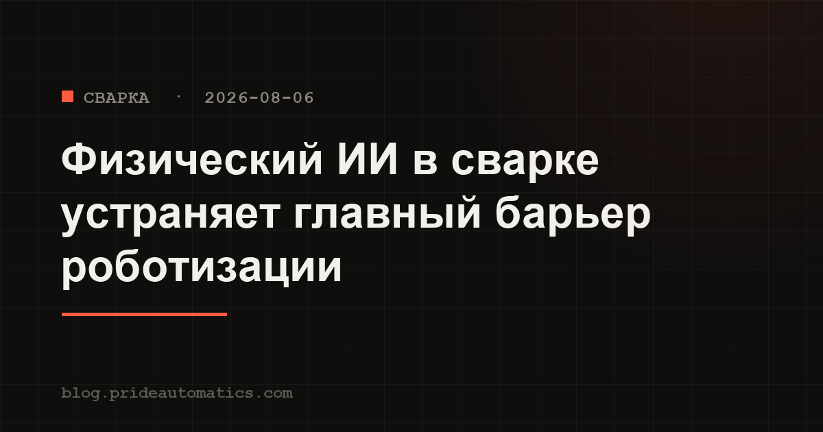 Физический ИИ в сварке устраняет главный барьер роботизации